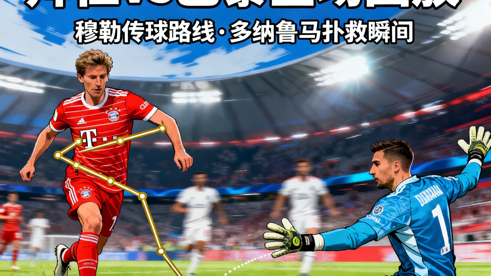 足球吧欧冠集锦：拜仁vs巴黎全场回放，穆勒传球路线与多纳鲁马扑救